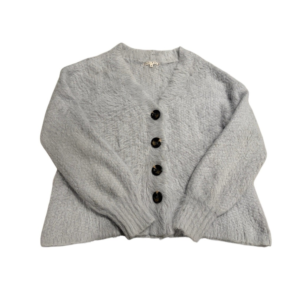 Willow &‎ Clay Eyelash Gray Chunky Cardigan Size Small
